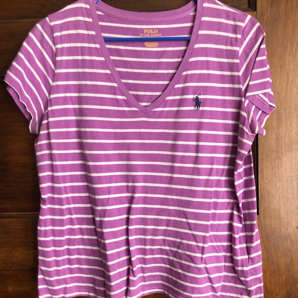 Stripes polo v neck t shirt
